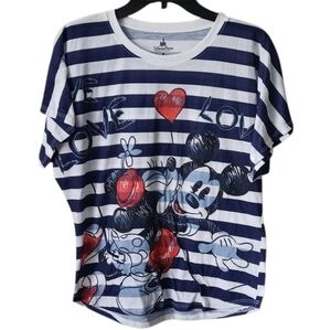 Disney Striped Mickey and Minnie T-Shirt